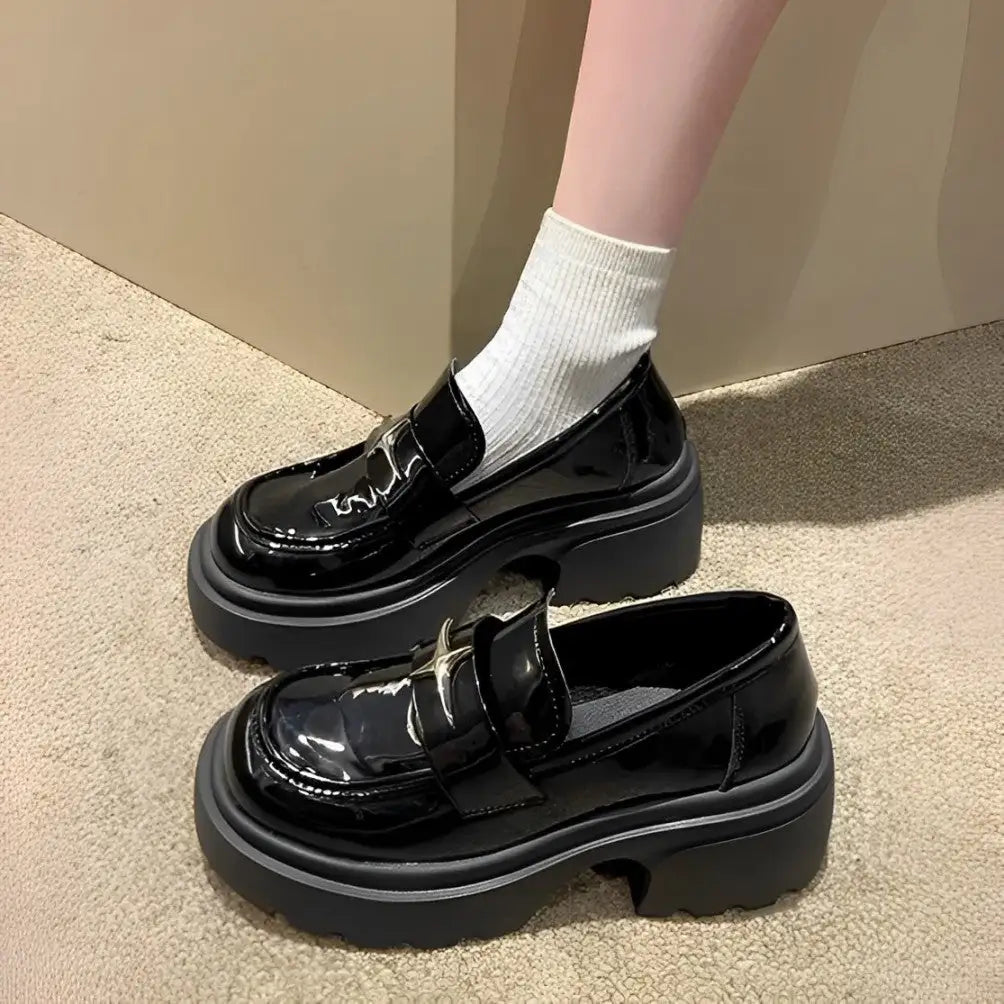 Mocassin Style Britannique Compensé Femme