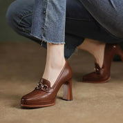Mocassin À Talon Femme | Cuir Camel - Mocafina