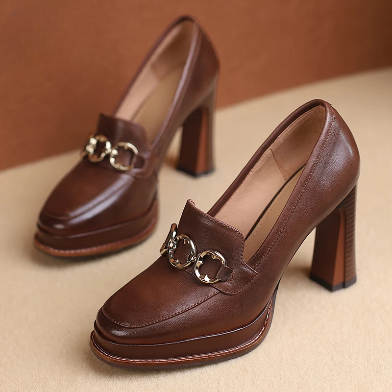 Mocassin À Talon Femme | Cuir Camel - Mocafina