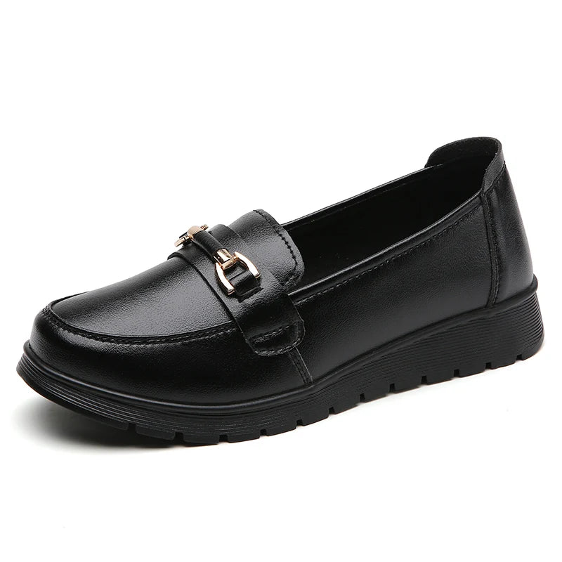 Mocassin En Cuir À Chaine Talon Compensé Femme - Ma boutique
