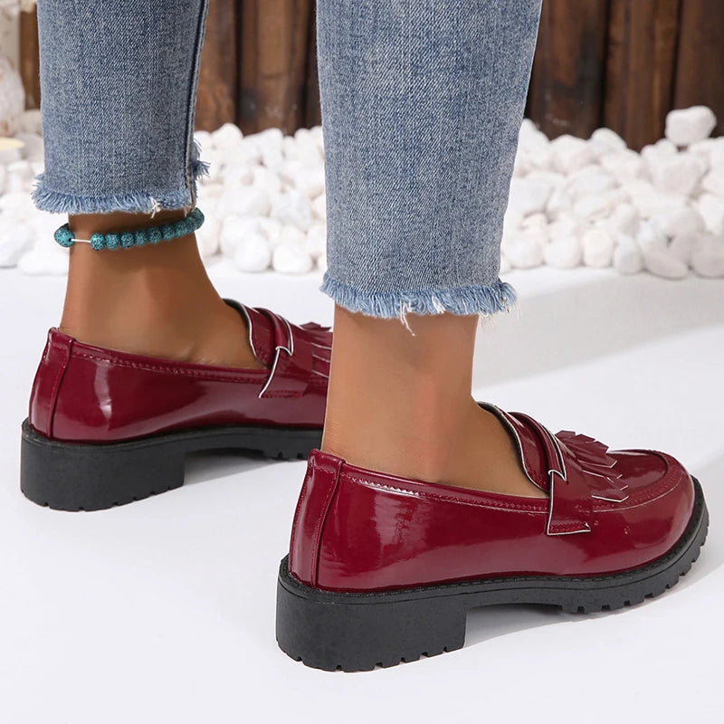 Mocassin rouge shops vernis femme