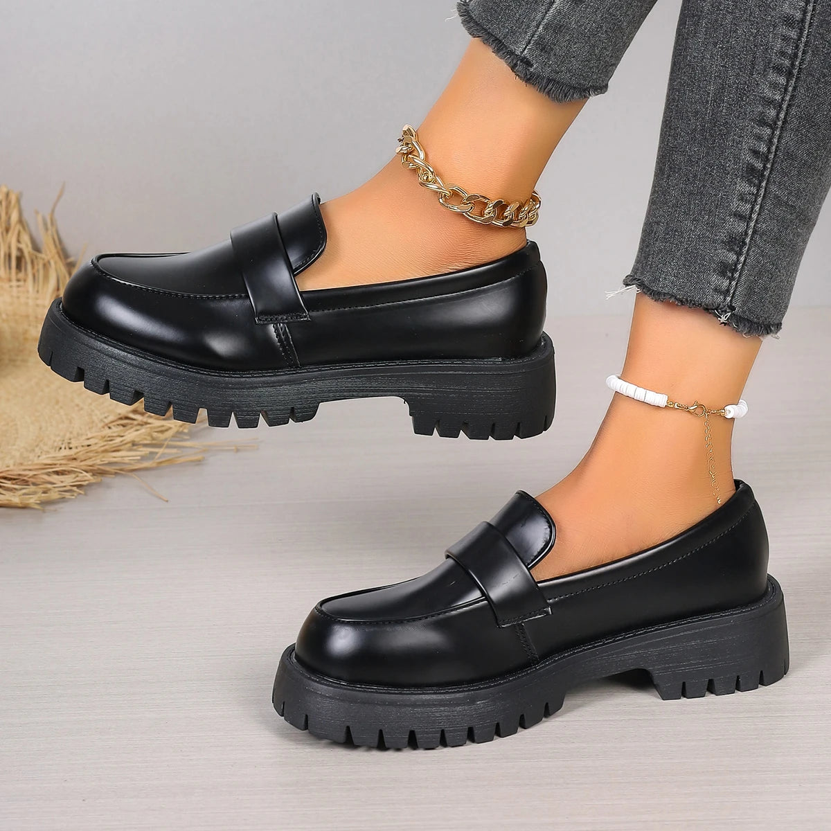 Mocassin Cuir Noir Femme - Ma boutique