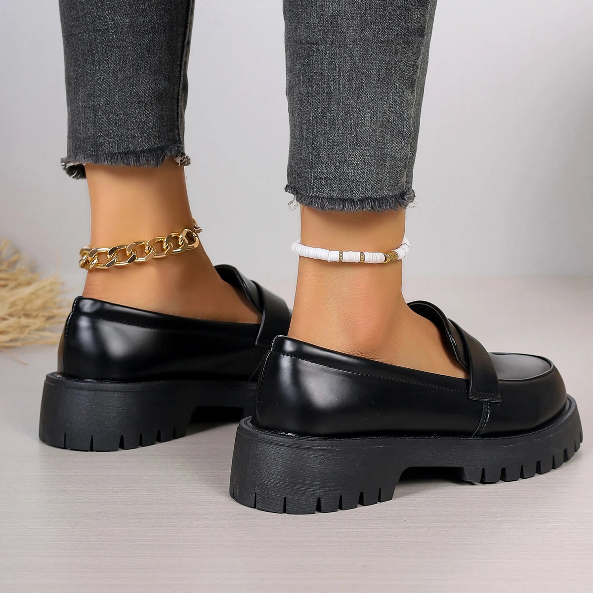 Mocassin Cuir Noir Femme - Ma boutique