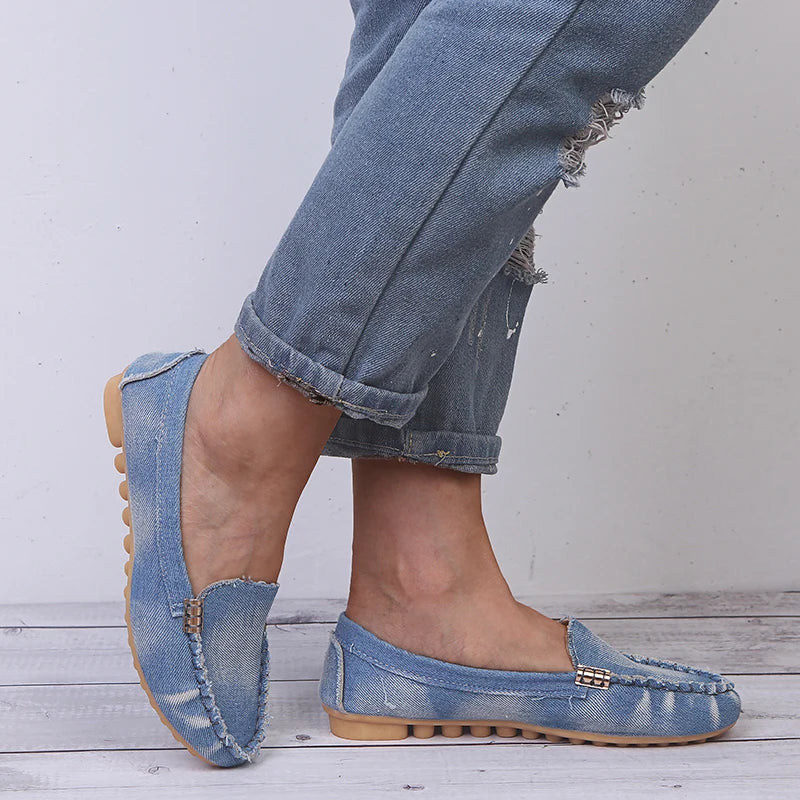 Mocassin Femme Couleur Jeans En Daim Mocafina