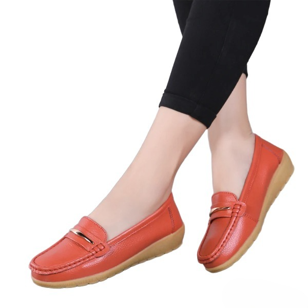 Mocassin Cuir Rouge Femme - Ma boutique