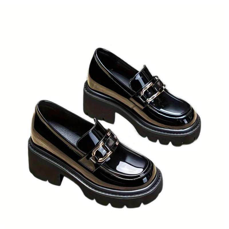 Mocassin Verni Talon Haut Élégant Femme - Ma boutique