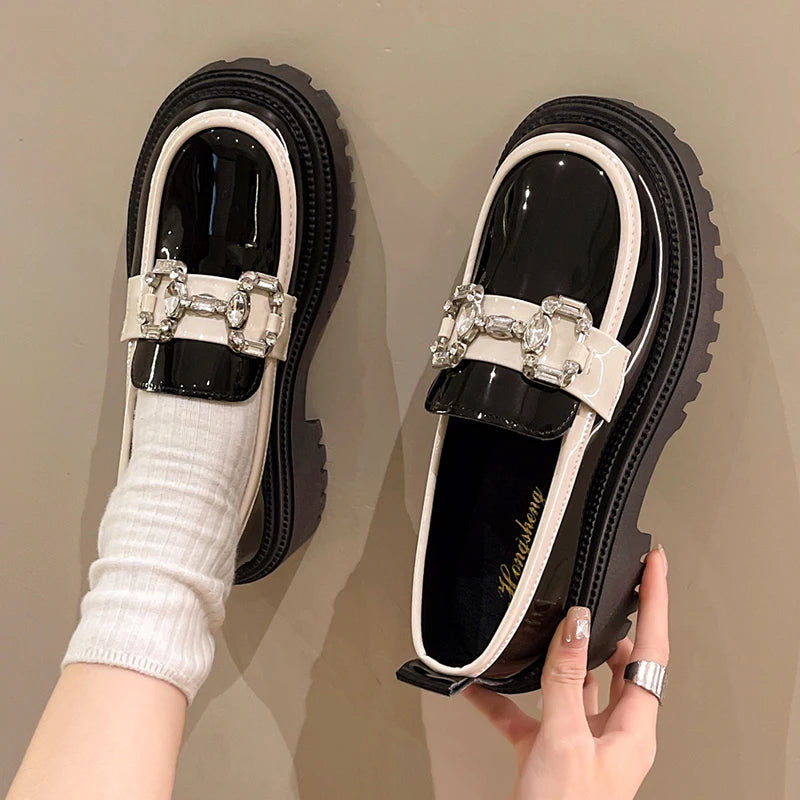 Mocassin Femme Cuir Verni Bicolore - Ma boutique