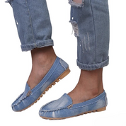 Mocassin Femme Couleur Jeans En Daim - Ma boutique