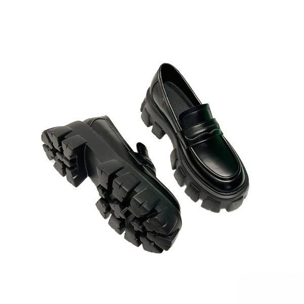 Mocassins Cuir Style Britannique À Plateforme - Ma boutique