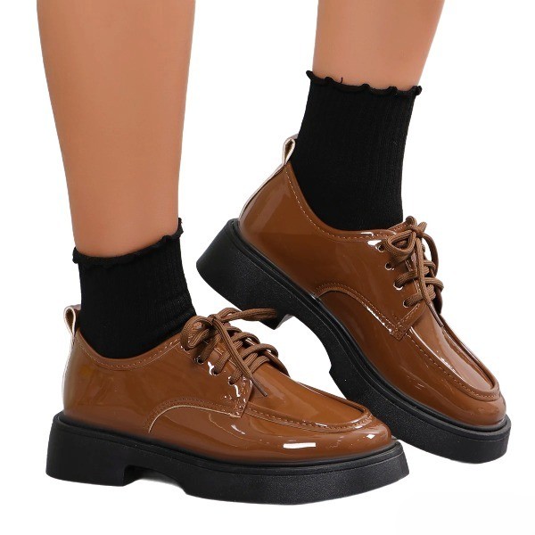 Mocassin Marron Brillant Femme - Ma boutique