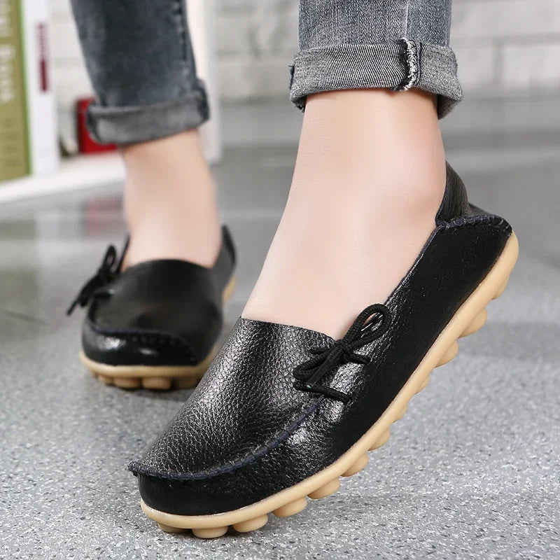 Mocassin Plat En Cuir Femme - Ma boutique