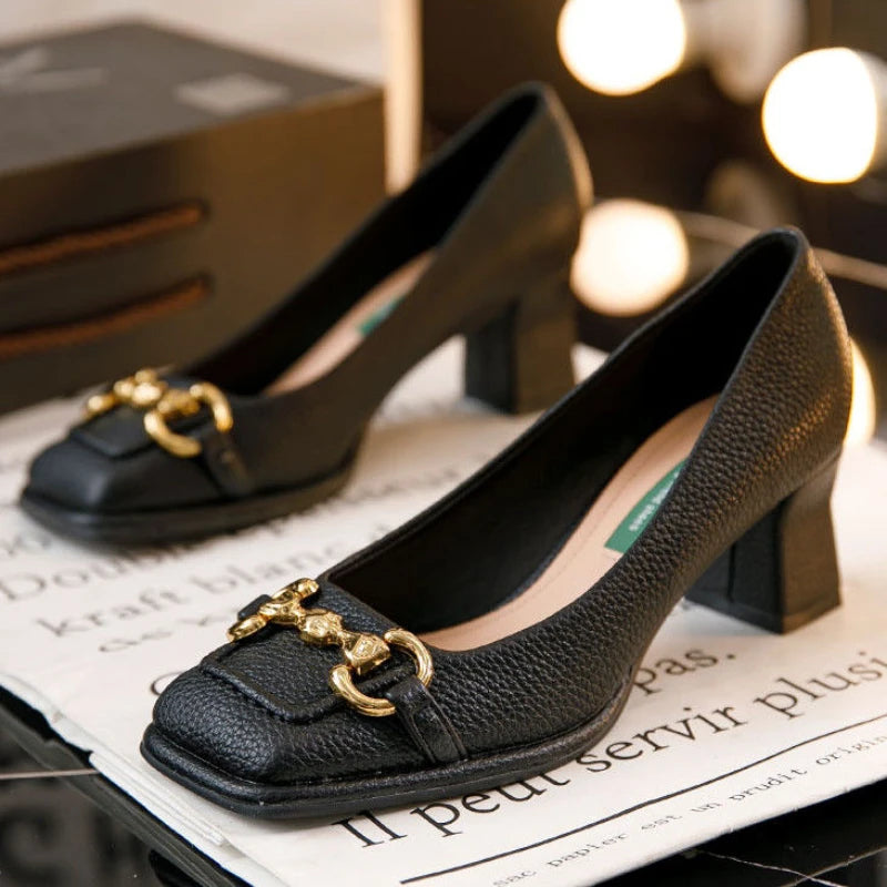 Mocassin Noir à Talon 4 cm Femme - Ma boutique