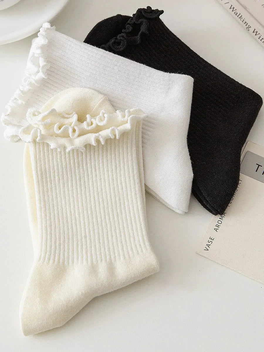X3 Chaussettes À Volants Femme