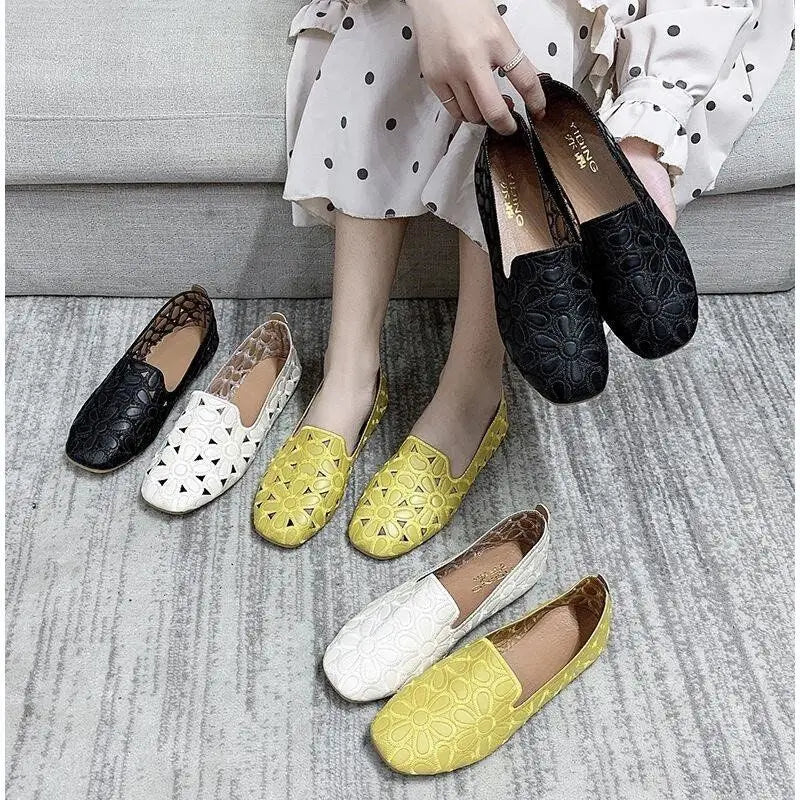 Mocassins Carrés Brodés Femme - Ma boutique