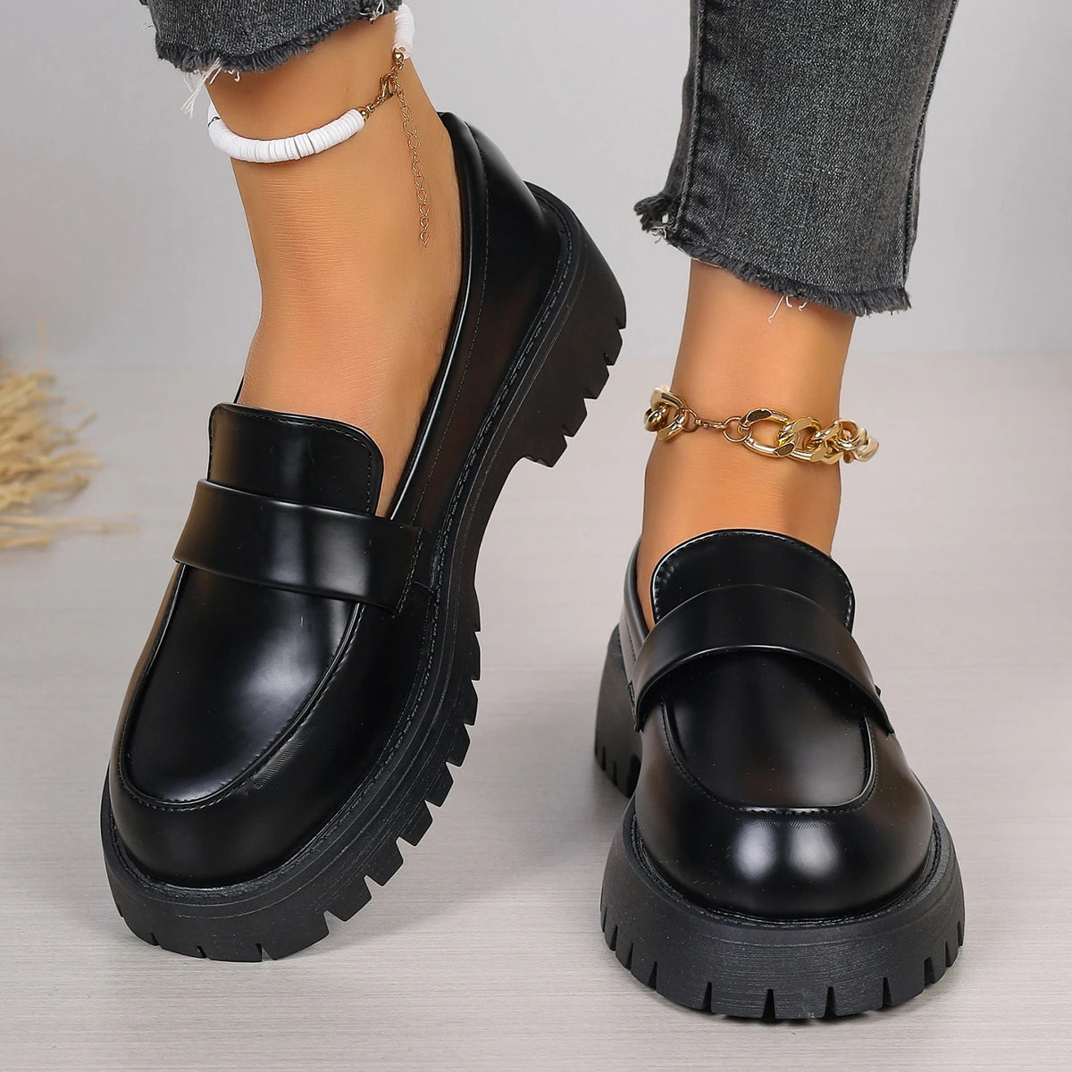 Mocassin Cuir Noir Femme - Ma boutique