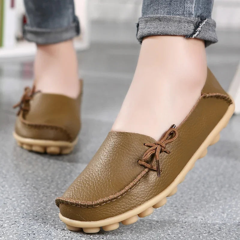 Mocassin Plat En Cuir Femme - Ma boutique